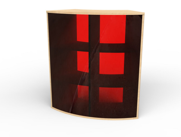 Sechstelkreisschrank mit 6 Fächern, 119,1 cm hoch, Acrylglas Außenradius