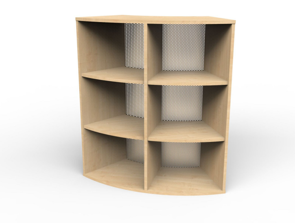 Sechstelkreisschrank mit 6 Fächern, 119,1 cm hoch, Lochblech Innenradius