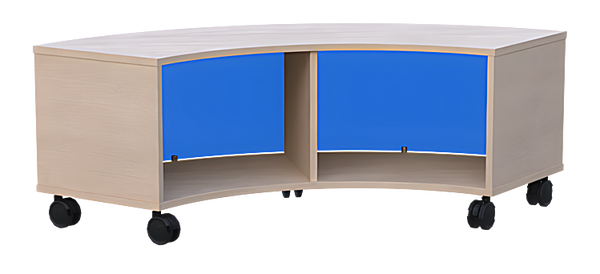 Viertelkreisschrank mit 2 offenen Fächern, Acrylwand Außenradius, Höhe 47,1 cm