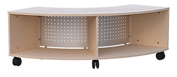 Viertelkreisschrank 2 offene Fächer, Lochblech Innenradius, Höhe 47,1 cm