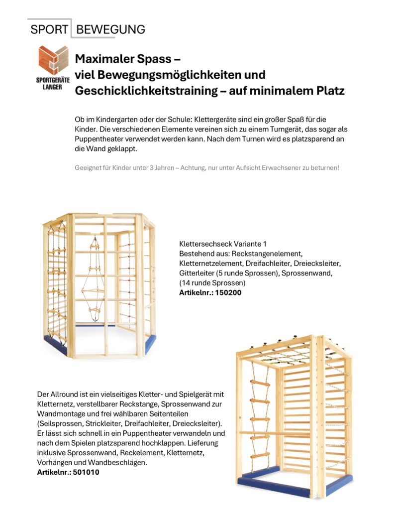 Kindergarten Bewegungsraum