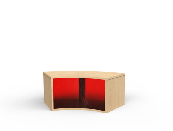 Sechstelkreisschrank mit 2 offenen Fächern, Höhe 47,1 cm, Acrylwand Innenradius