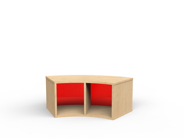 Sechstelkreisschrank mit 2 offenen Fächern, Höhe 47,1 cm, Acrylwand Außenradius