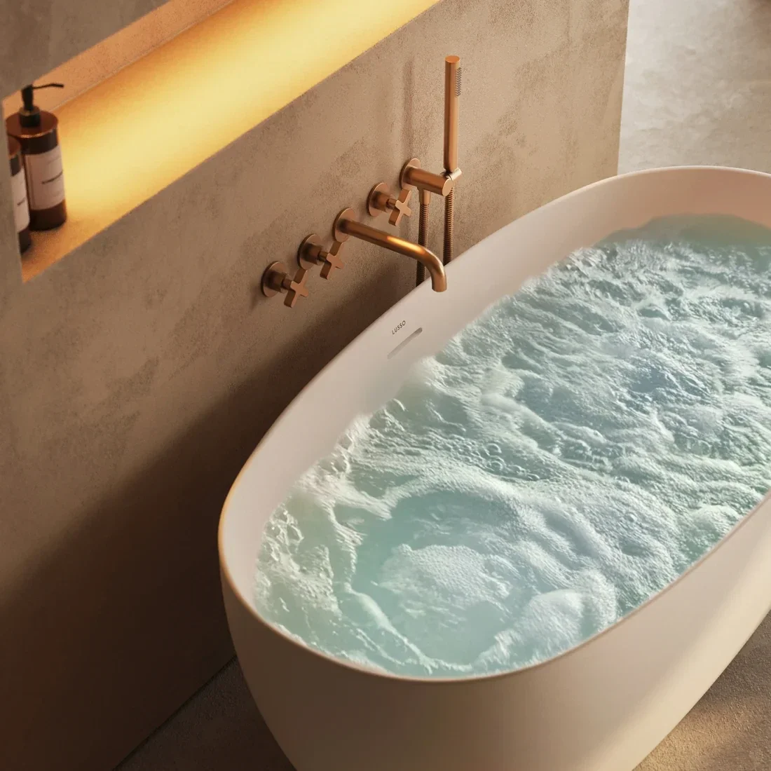 Lusso Light Mimi AirWave White Freestanding Air Spa Bath 1500mm