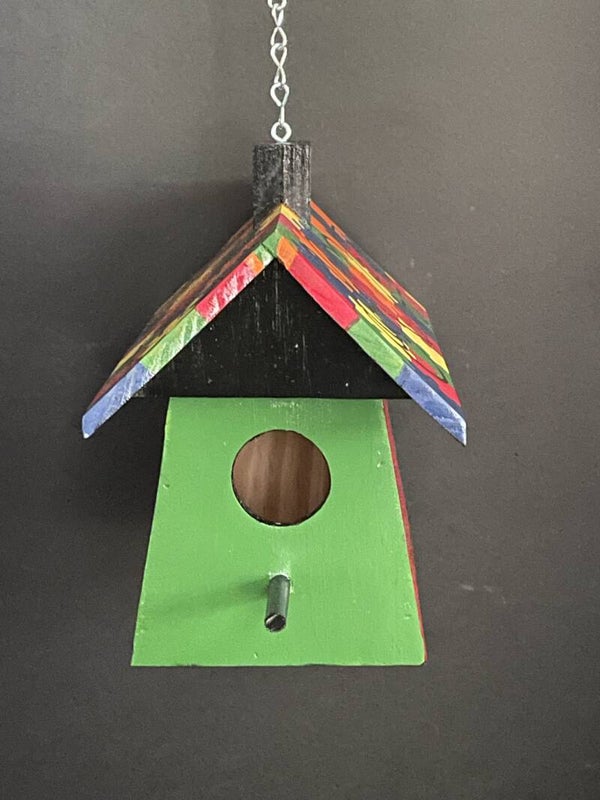 peace, love and cure autism birdhouse