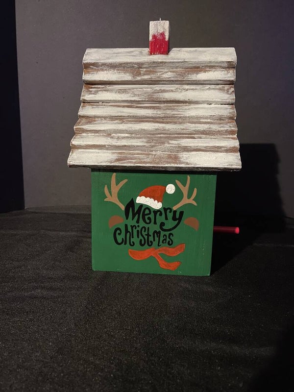 merry christmas sloped birdhouse