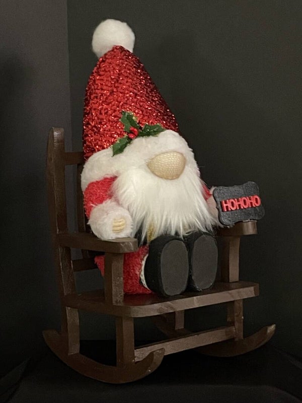 santa gnome in rocking chair