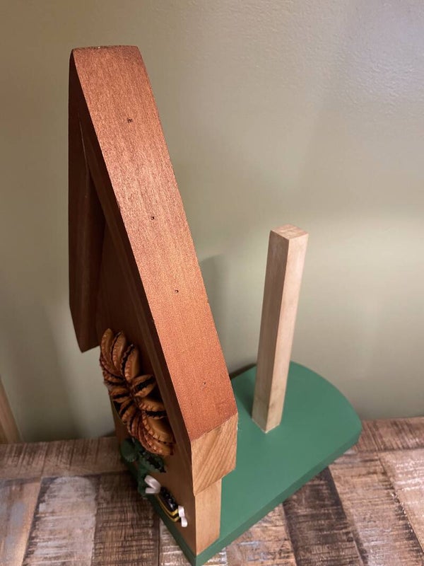 orange bottle cap paper towel holder