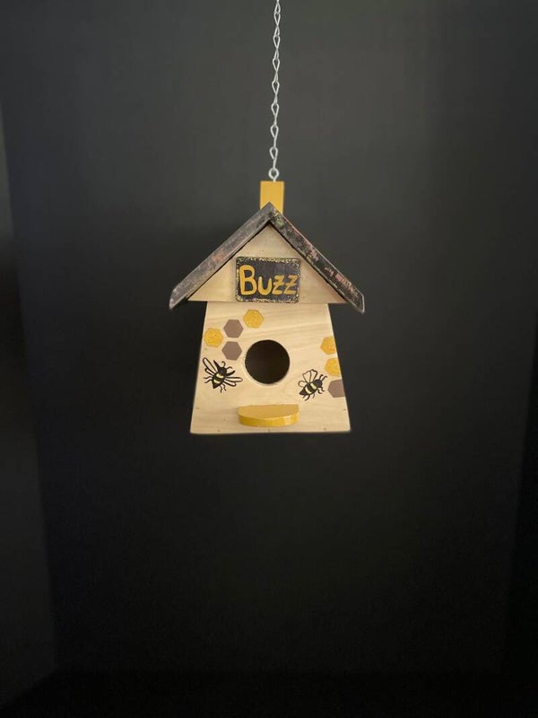 # 2 corn barn pine painted birdhouse