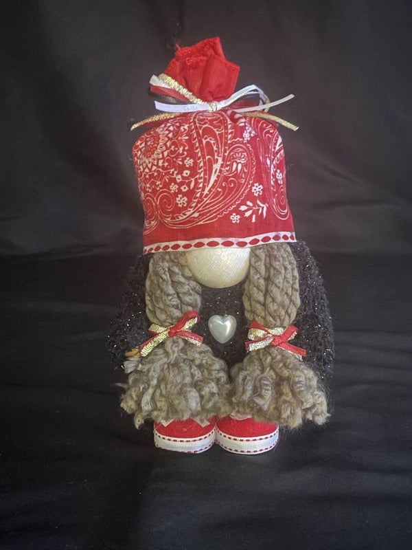 gnome with red hoodie
