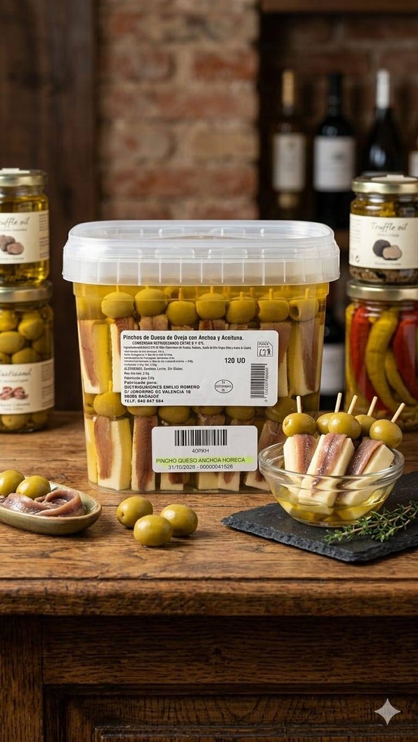 Pinchos Gourmet de Queso de Oveja, Anchoa y Aceituna