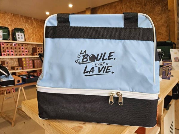 Sac spécial boules Bretonnes - Noir / Bleu claire - La Boule, c'est la Vie.