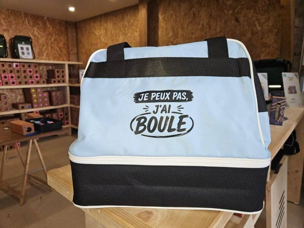 Sac spécial boules Bretonnes - Noir / Bleu claire - "Je peux pas, j'ai Boule"