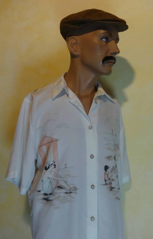 H344 :Chemise plage 80's T.M