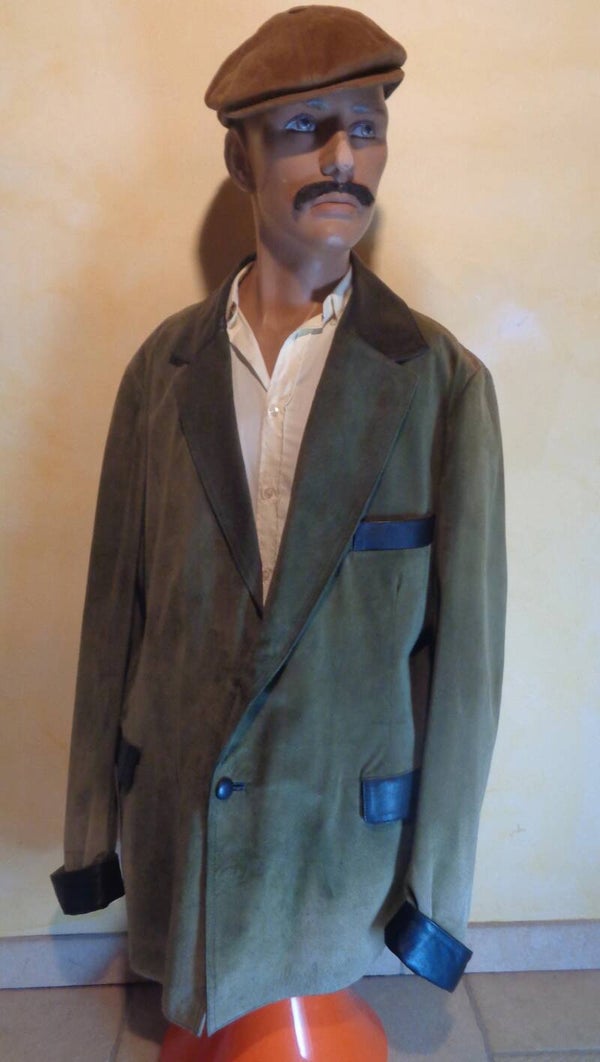 H784 :Veste cuir et peau 90's T.L