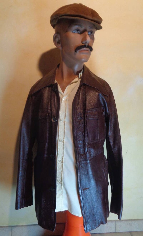 H763 : Veste cuir 70's T.S