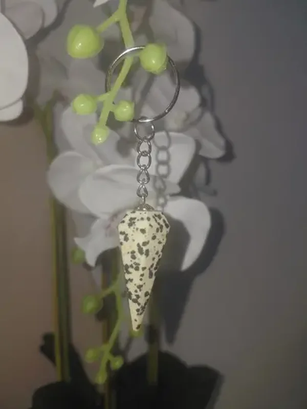 🤍🖤 Porte-clés en Jaspe Dalmatien