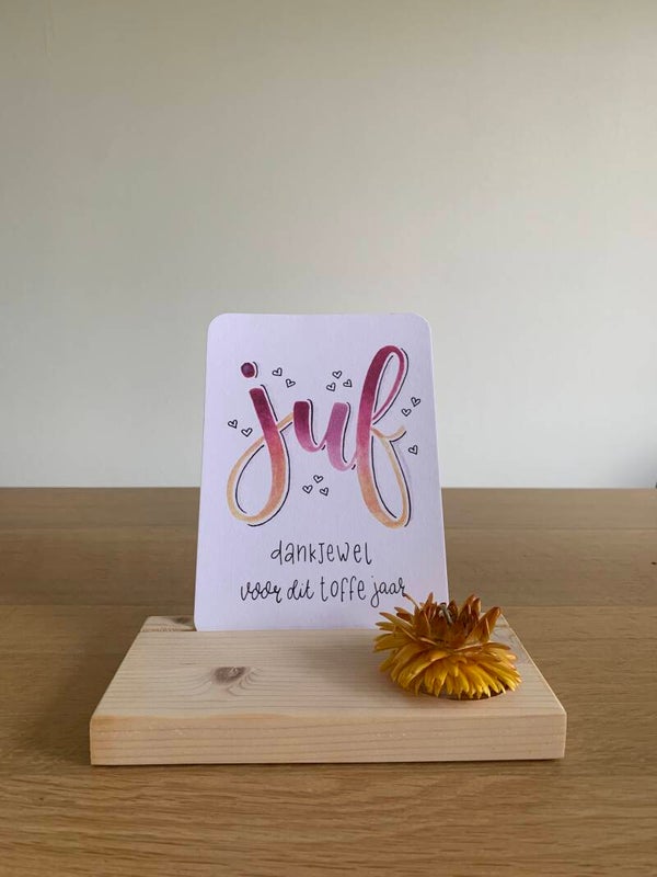 Plankje met kaart juf