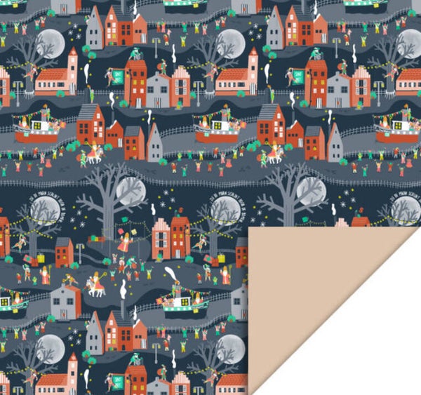 HOP / inpakpapier/ Sinterklaas/ huisjes