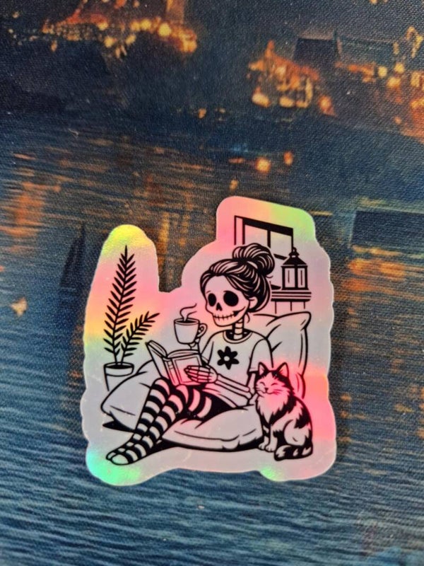 Stickers lectrice squelette