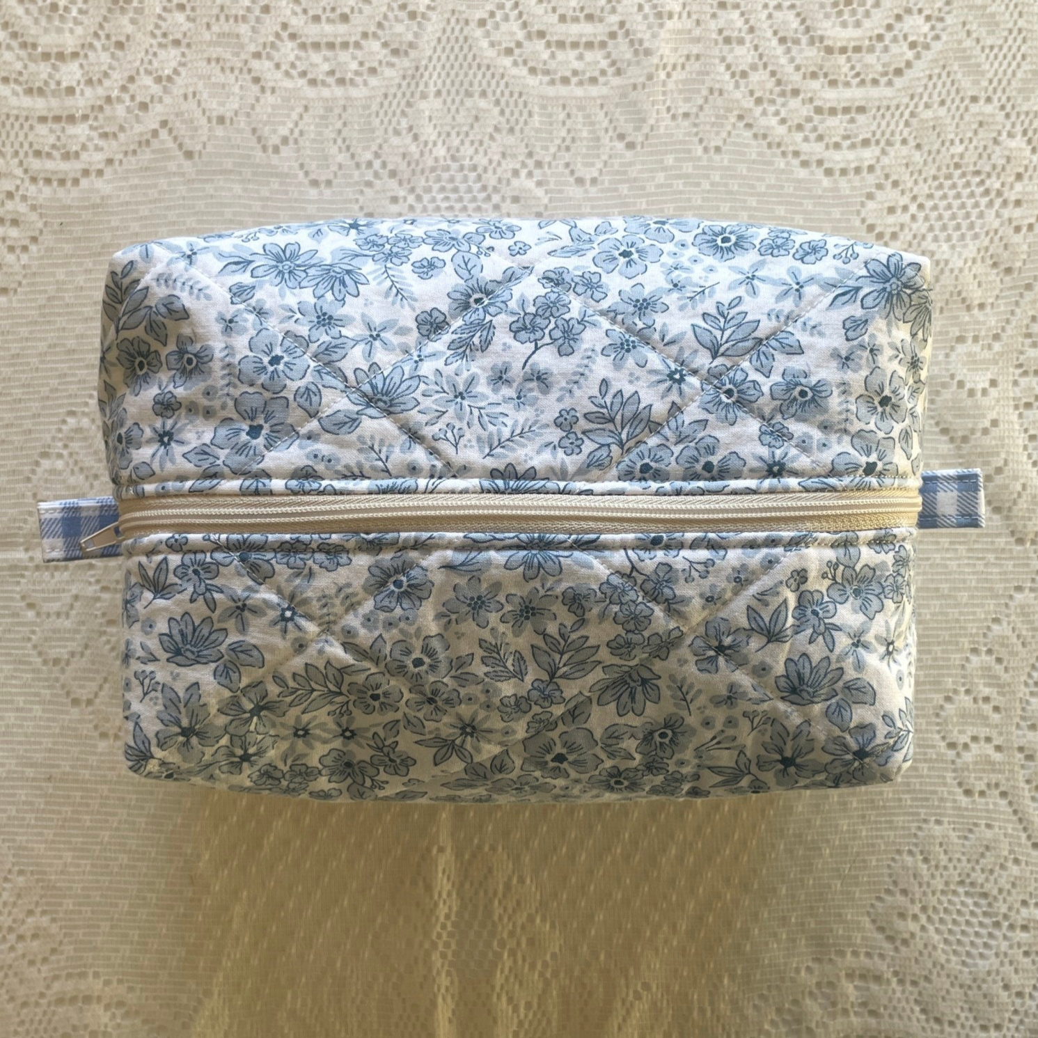 Blue Floral Makeup Bag