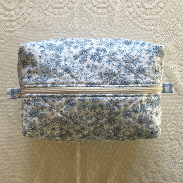Blue Floral Makeup Bag