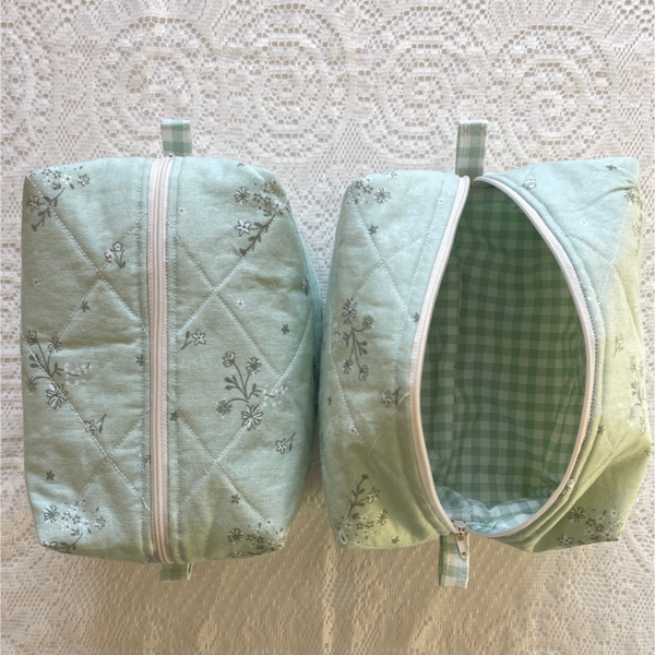 Green Floral Makeup Bag
