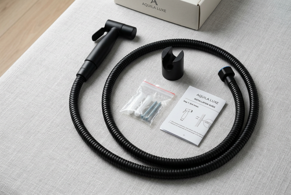 Luxe Bidet Handdouche Set Mat Zwart - Shattaf Toiletsproeier - Inclusief 1.5m Slang & Wandhouder - Industrieel Design