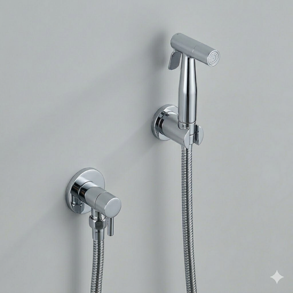 Luxe Handdouche Bidet Set Chroom - Shattaf Bidet Sprayer - Bidetkraan Toilet - RVS 304 - Hoogglans Chroom - Compleet Pakket