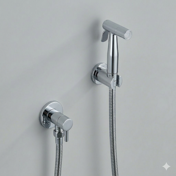 Luxe Handdouche Bidet Set Chroom - Shattaf Bidet Sprayer - Bidetkraan Toilet - RVS 304 - Hoogglans Chroom - Compleet Pakket