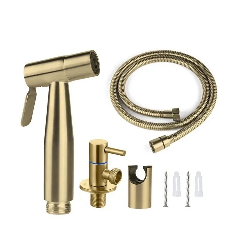 Luxe Handdouche Bidet Set - Goud - RVS 304 - Inclusief Slang en Hoekstopkraan - Goudkleurig - Handshower complete set