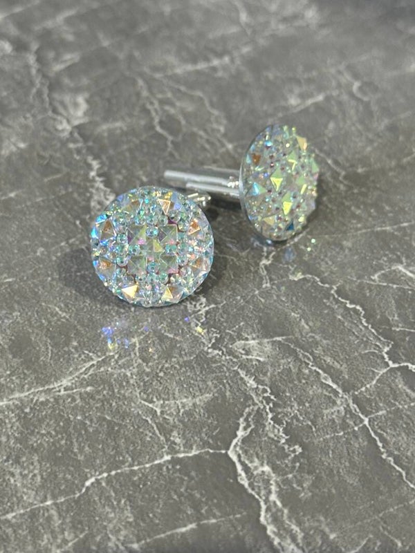 Large round sparkly cufflinks