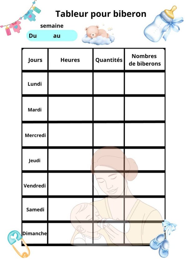 tableur pour biberons