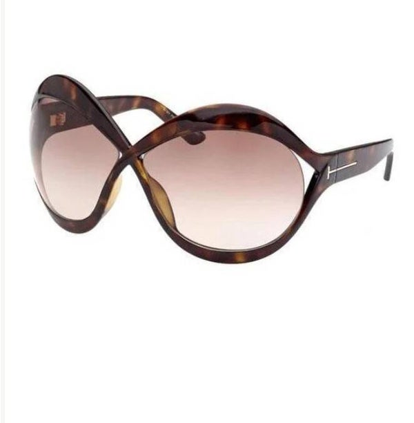 Tom Ford FT0902 Sunglasses Dark Havana / Gradient Brown Women's (S) Tom Ford