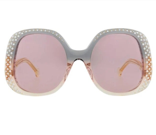 Gucci Gg1235 S Shiny Transparent Trilayer Gray/Light Pink/Light Yellow Sunglasses