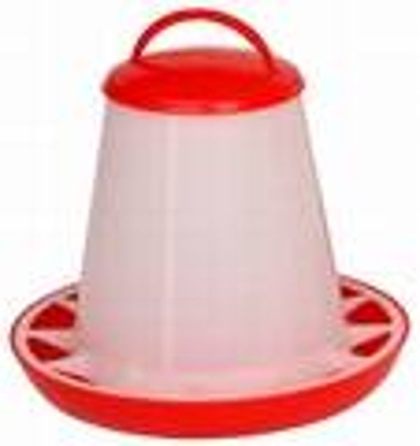 Voersilo plastic 1 kg PP(rood/wit)