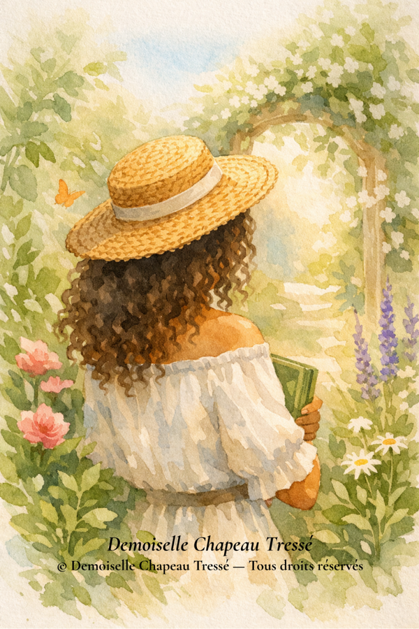 Carte postale Demoiselle Chapeau Tressé – Modèle 2