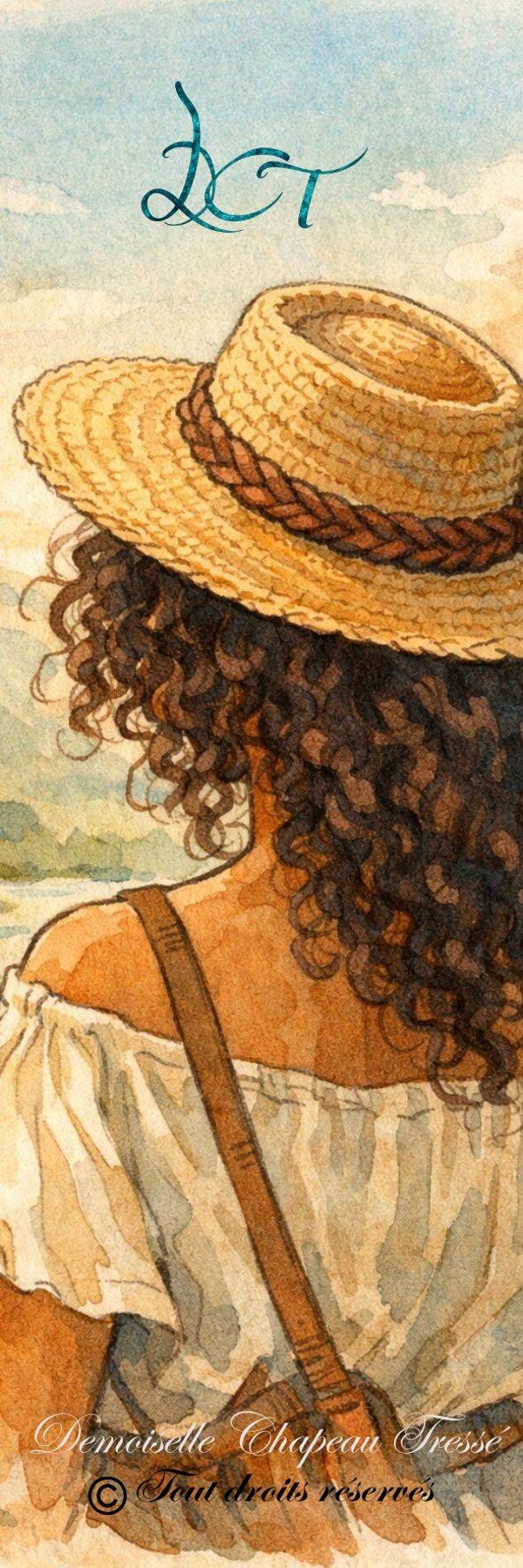 Marque page Demoiselle Chapeau Tressé - à la commande