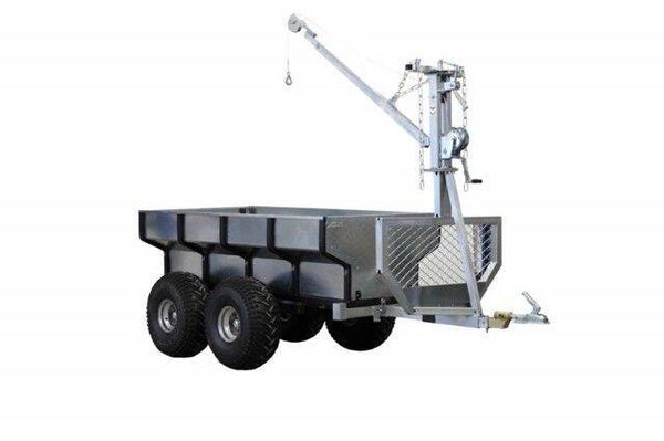 Remorque forestière pour quad + caisson + grue
