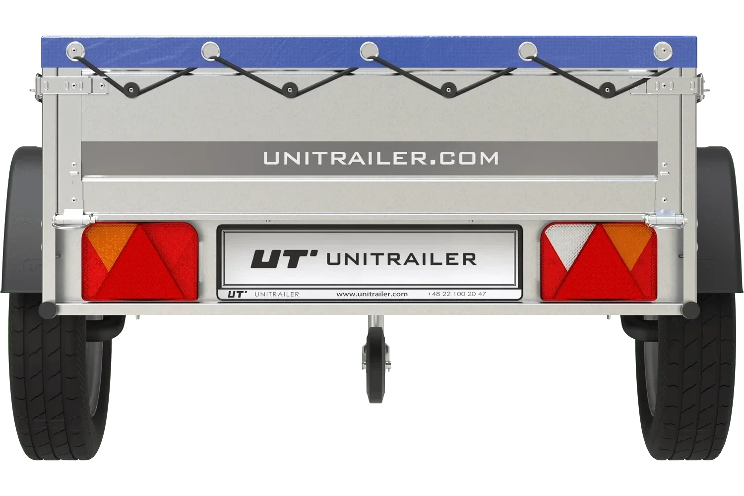 Remorque Garden Trailer 200 Kipp avec roue jockey et bâche plate bleue