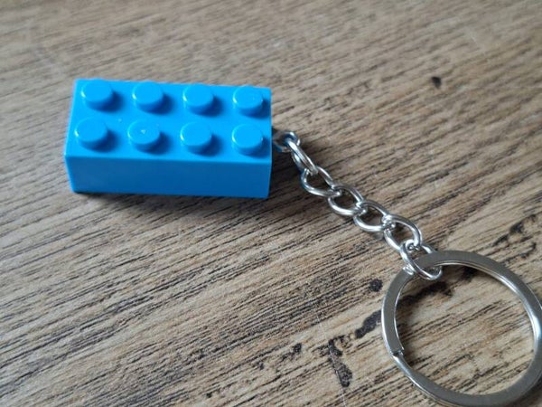 Sleutelhanger : Blauw Bouw Blokje !!