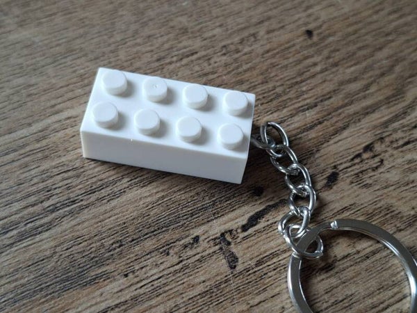 Sleutelhanger : Wit Bouw Blokje !!