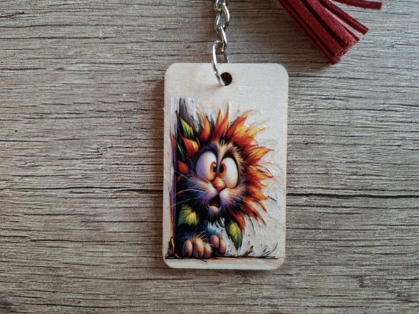 Sleutelhanger : Hout : Katje !! 1