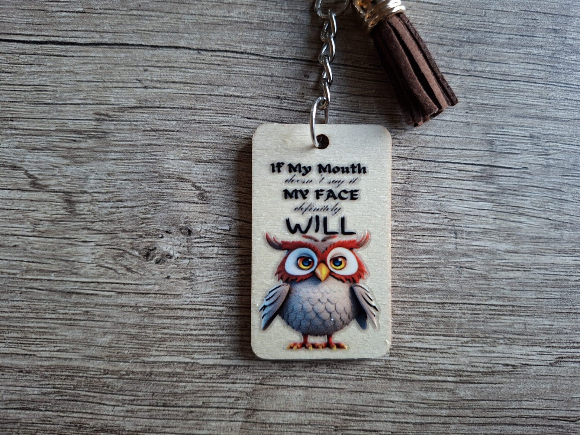 Sleutelhanger : Hout : Met Tekst !! 3