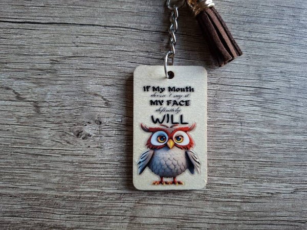 Sleutelhanger : Hout : Met Tekst !! 3