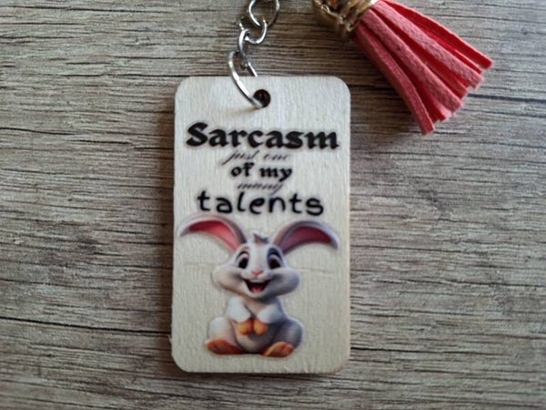 Sleutelhanger : Hout ! Met Tekst !! 6