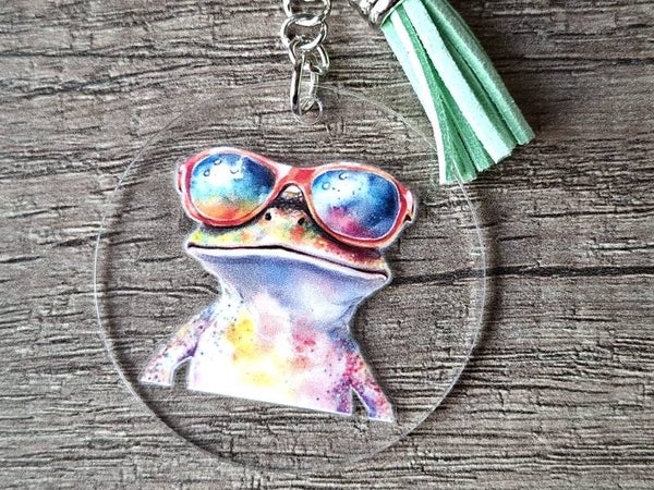 Sleutelhanger : Kikker met Bril !! 1