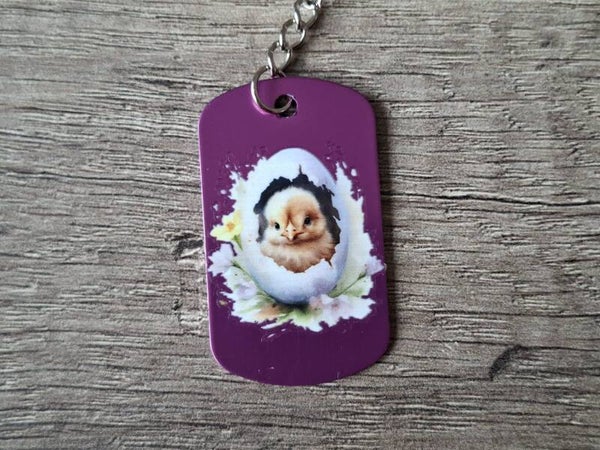 Sleutelhanger : Roze Metalen Tag : Kuikentje !! 1