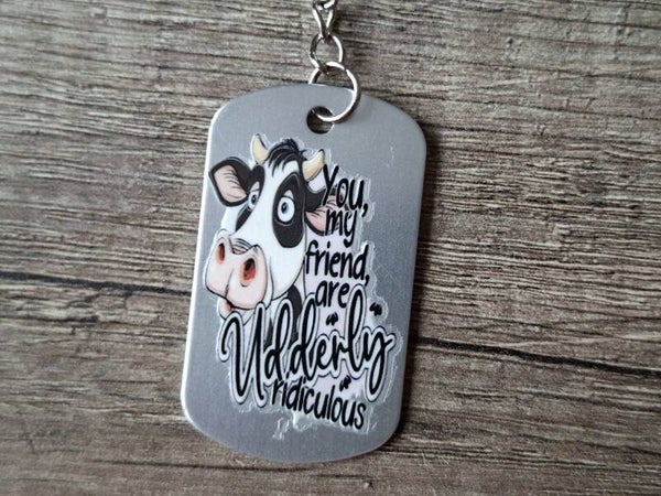 Sleutelhanger : Zilverkleurige Metalen Tag : Tekst !! 1