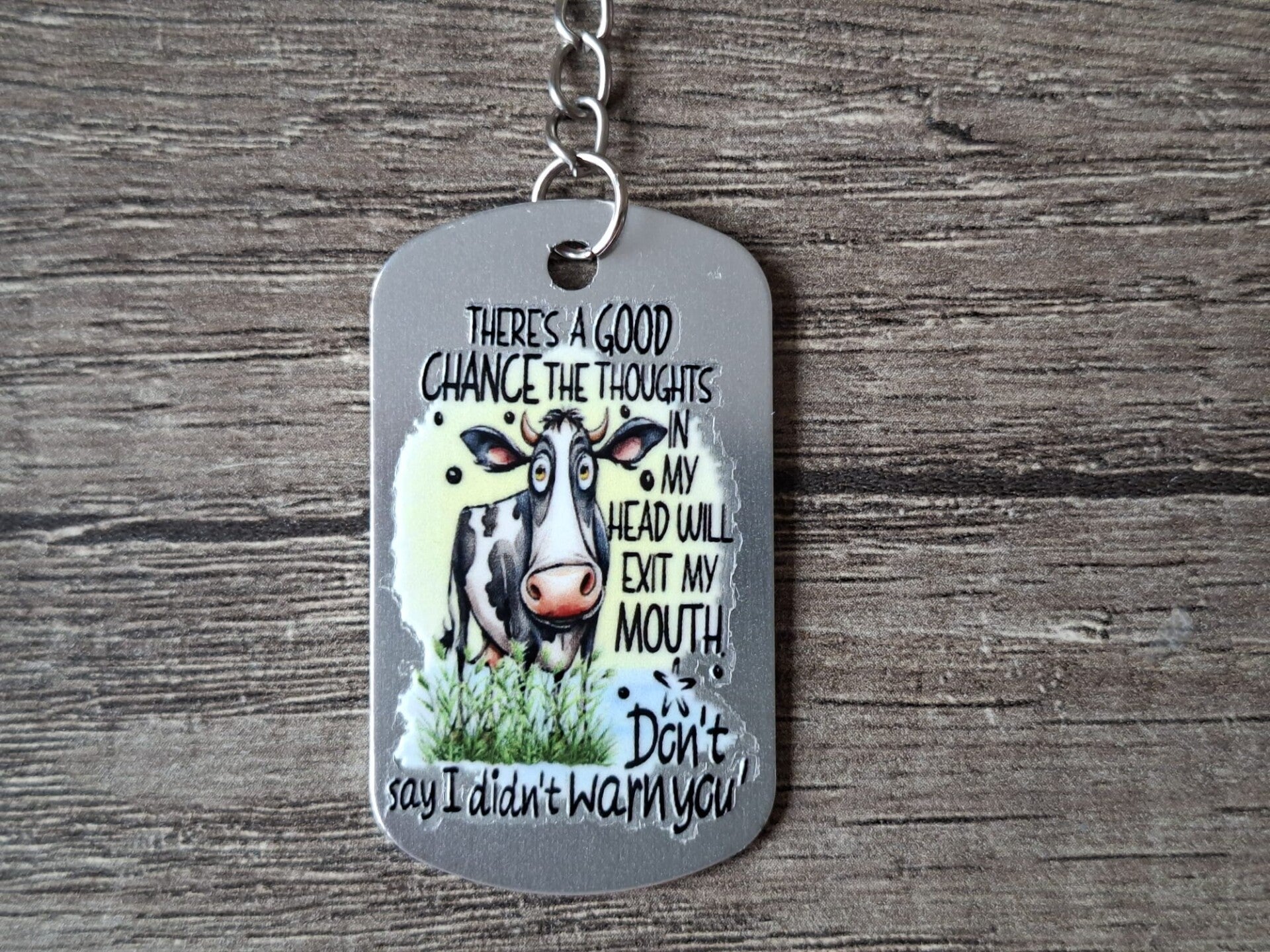 Sleutelhanger : Zilverkleurige Metalen Tag : Tekst !! 5